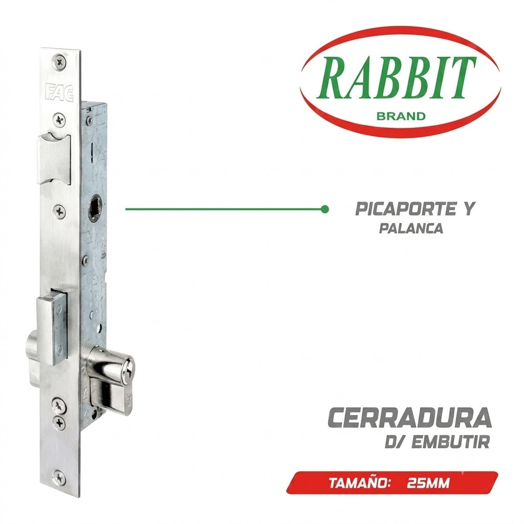 Cerradura De Embutir Puertas Madera O Metal 25mm 3 Llaves