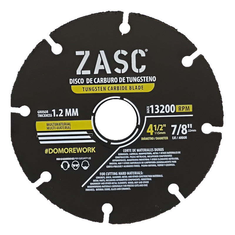Disco carburo de tungsteno 4 1/2 multipropósito Zasc