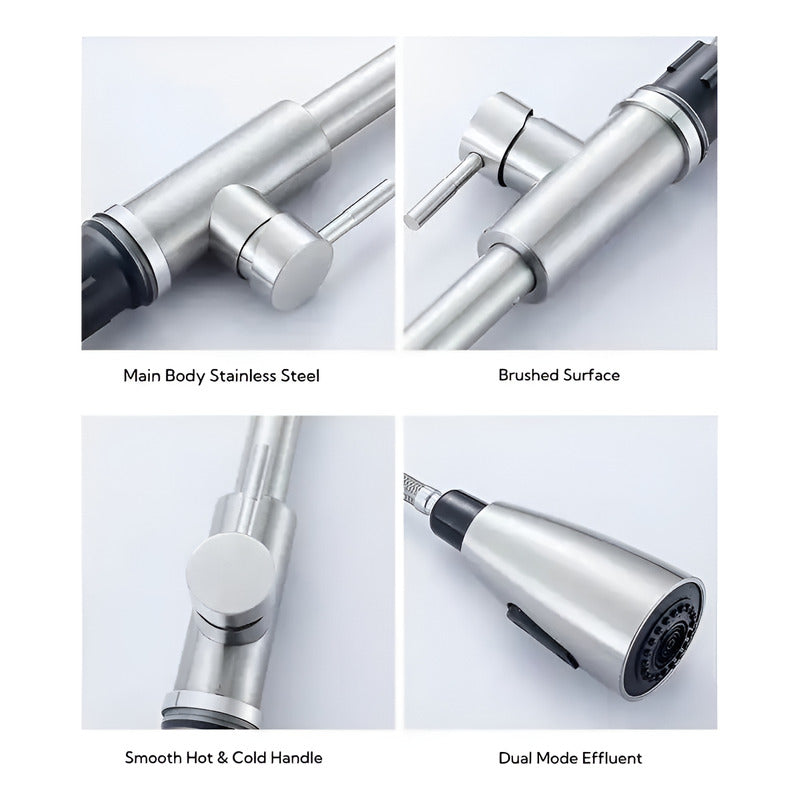 Llave fregadero lavaplatos extensible agua fría y caliente