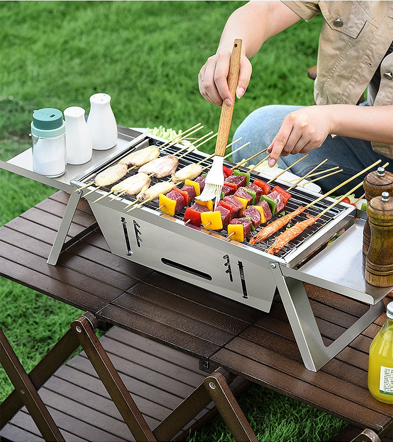 Parrillera Bbq Portatil Plegable De Acero Inoxidable