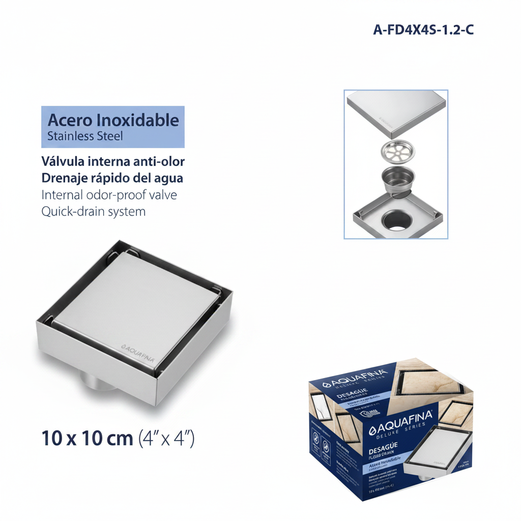 Rejilla Centro Piso Rectangular Desague Drenaje 10x10cm
