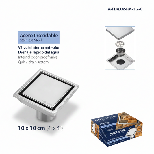 Rejilla Centro Piso Rectangular Desague Drenaje 10x10cm