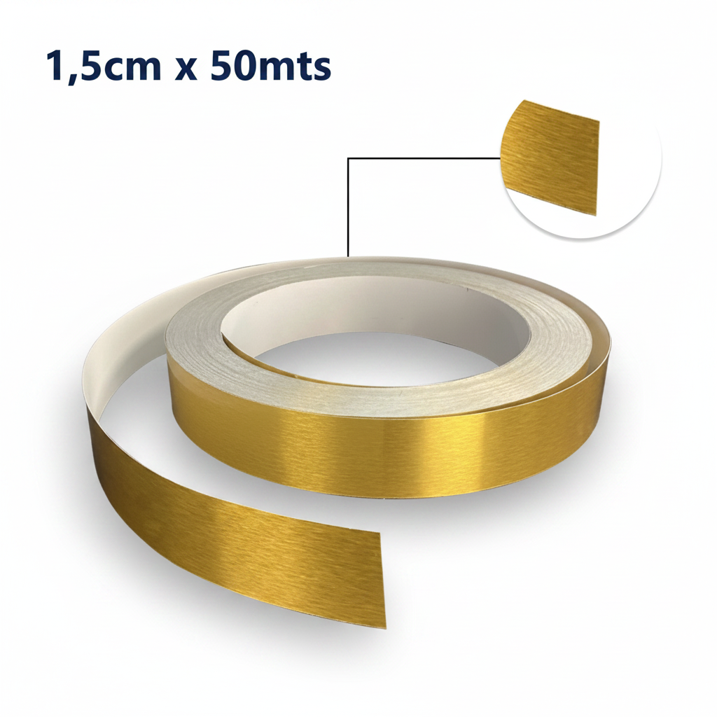 Cinta Decorativa Autoadhesiva 1,5cmx50mtrs Para Pared Dorada