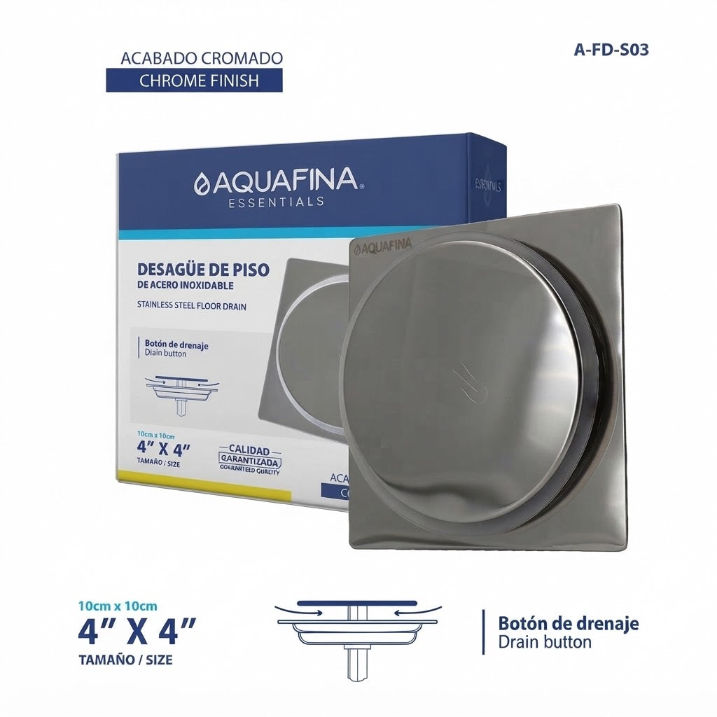 Rejilla centro piso push 10x10 cm acero inoxidable