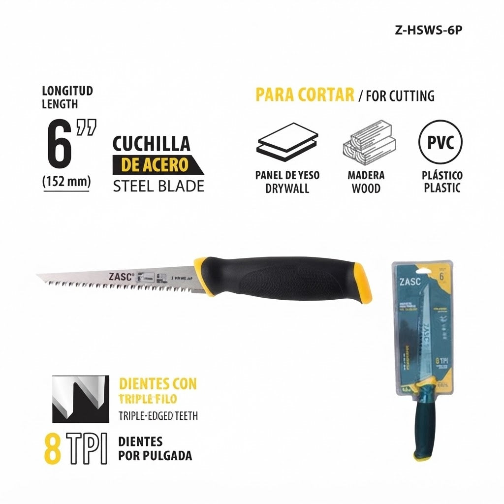 Serrucho madera carton drywall paneles de yeso