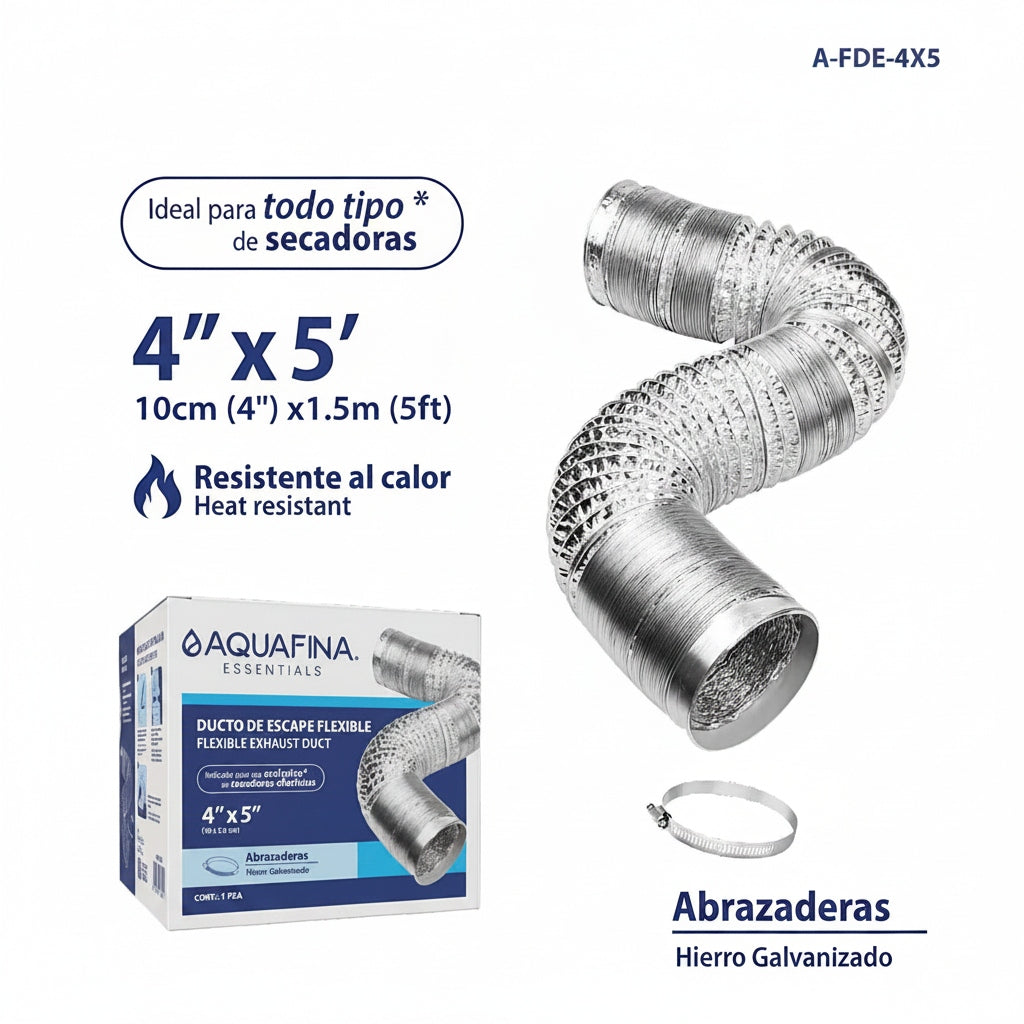Ducto flexible 4 pulgadas secadora campana 1.5 de largo AQUAFINA