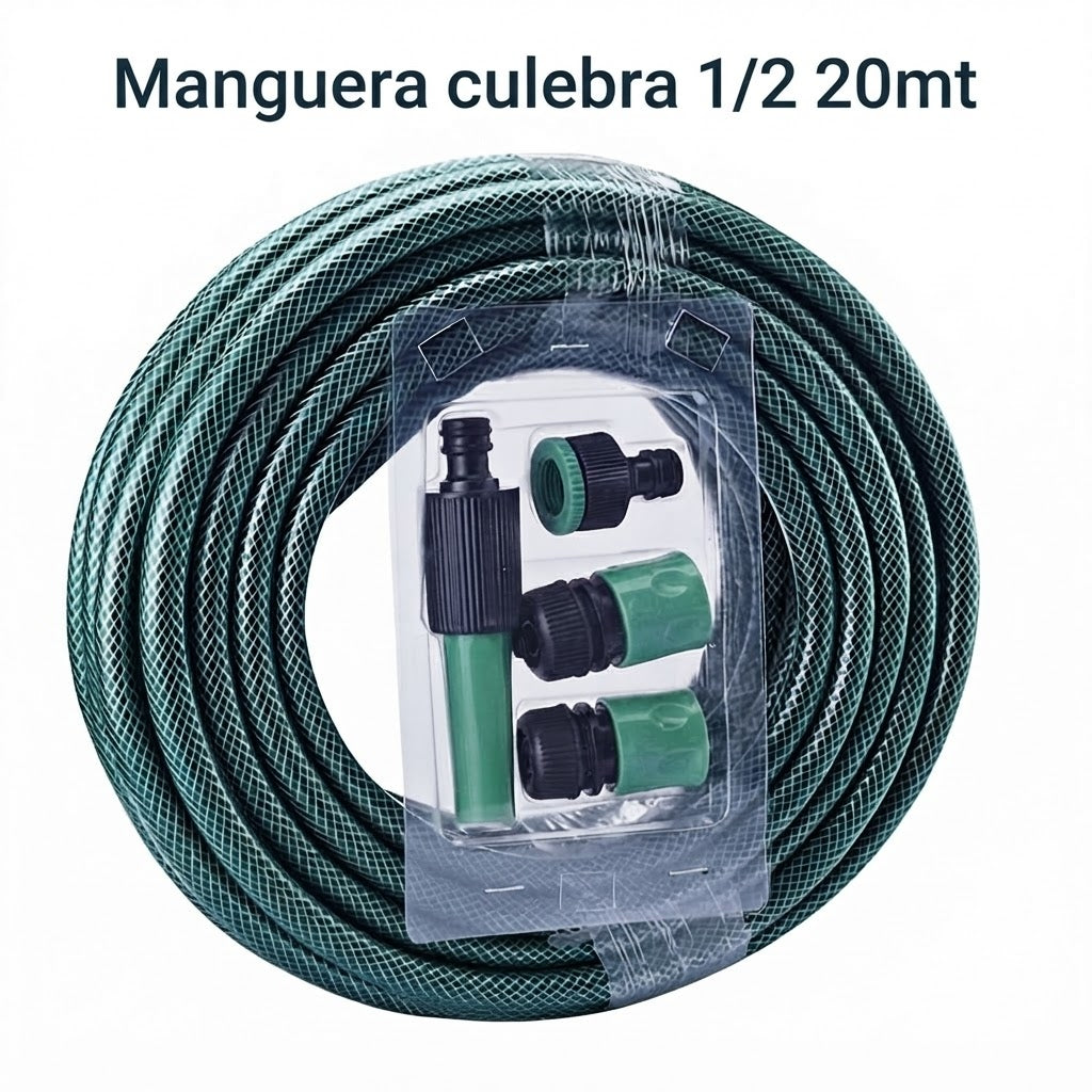 Manguera Culebra Con Conexión 1/2 Pulgada X 20 Mts