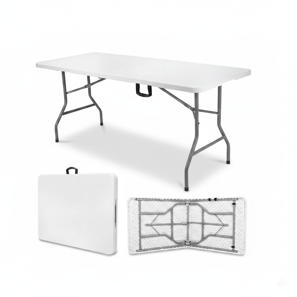 Mesa Rectangular Plegable Plastico Duro 1.80 Metros Hogar