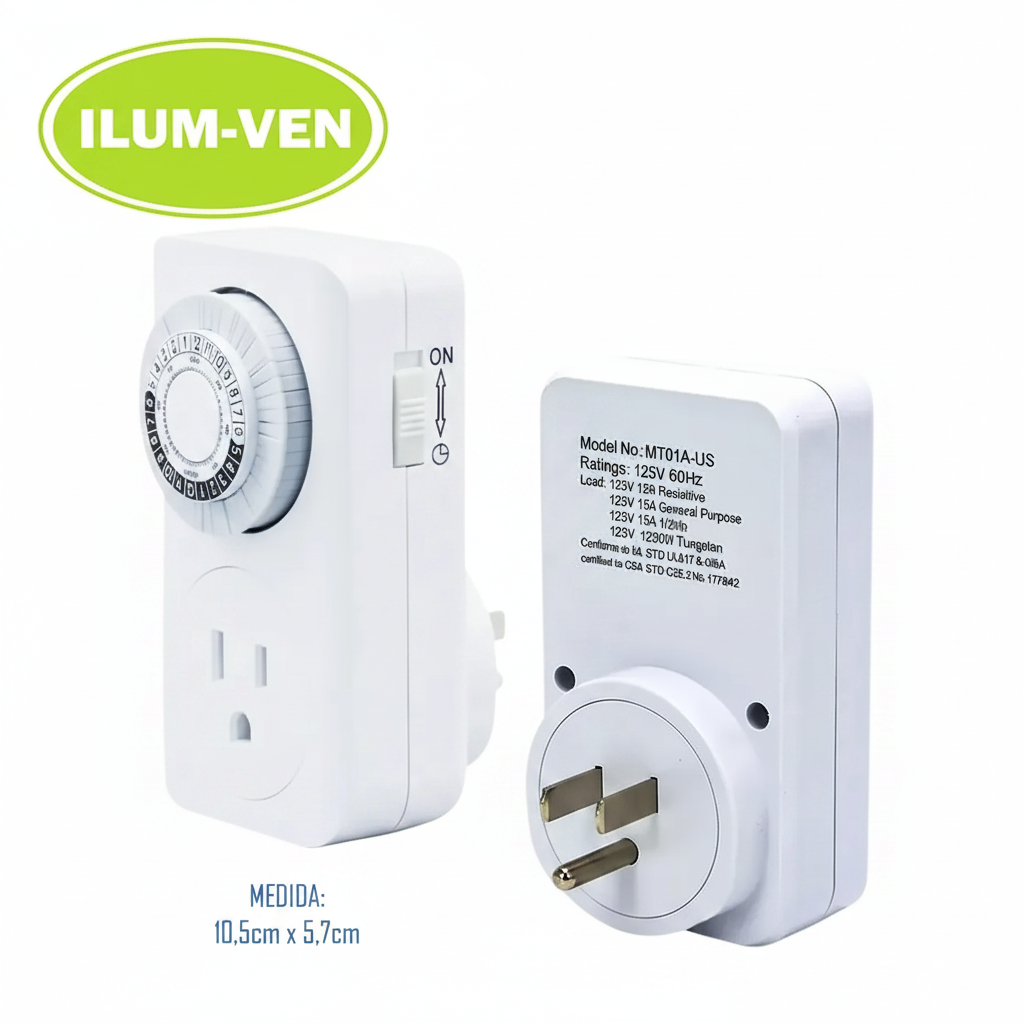 Temporizador Mecánico 24 Horas Con Enchufe 15a 110v Ilum-ven