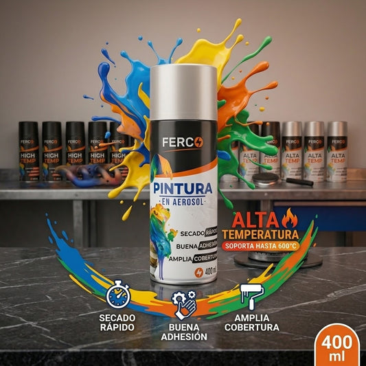 Spray Pintura Aerosol Alta Temperatura 400 ml Ferco