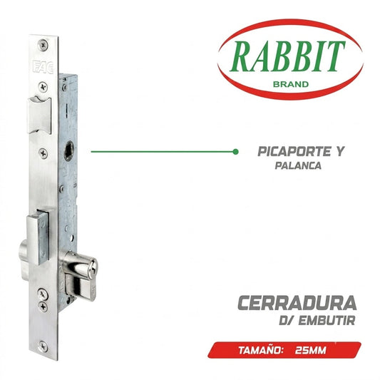 Cerradura De Embutir Puertas Madera O Metal 25mm 3 Llaves