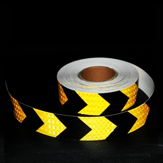 Cinta Reflectiva Adhesiva Señalización Flecha Amarillo Negro 5cmx5m