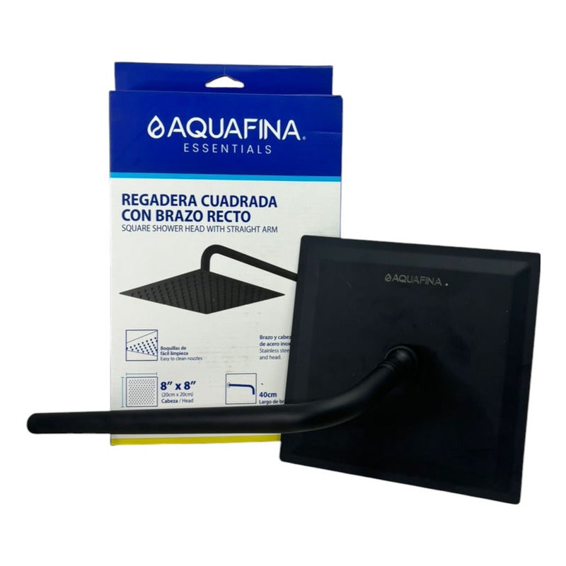 Ducha Regadera Plana Acero Inoxidable Cuadrada 8   Tubo 40cm