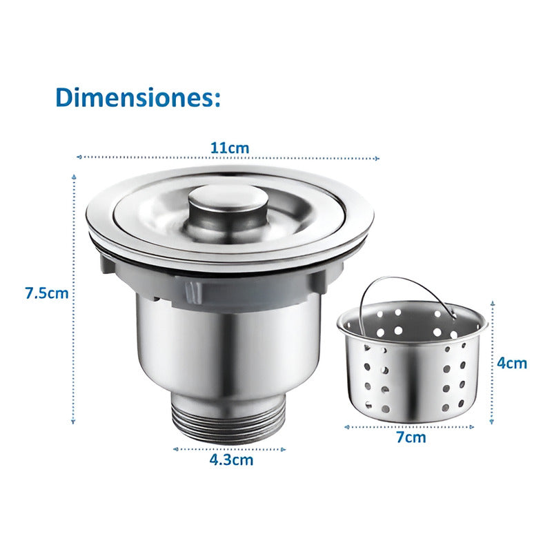 Desagüe Cesta para Fregadero en Acero Inoxidable Sin Obstrucción