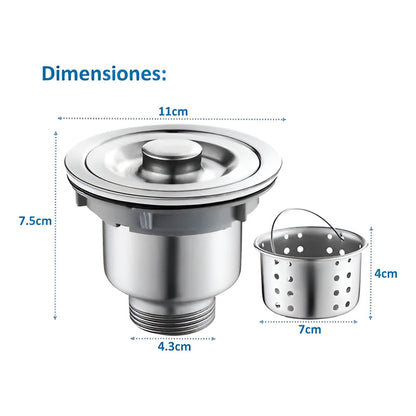 Desagüe Cesta para Fregadero en Acero Inoxidable Sin Obstrucción