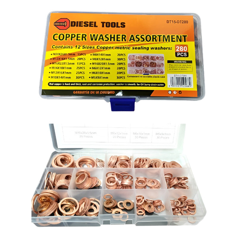 Set De Arandelas De Cobre 280 Piezas Diesel Tools