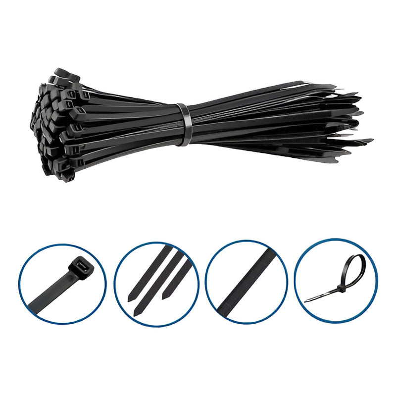 Tirrap Tirraje Amarre Plástico Cable 40 Cm Negro 100 Und.