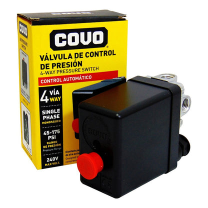 Presostato Monofásico Compresor 4 Vías 45-175psi 110-220v