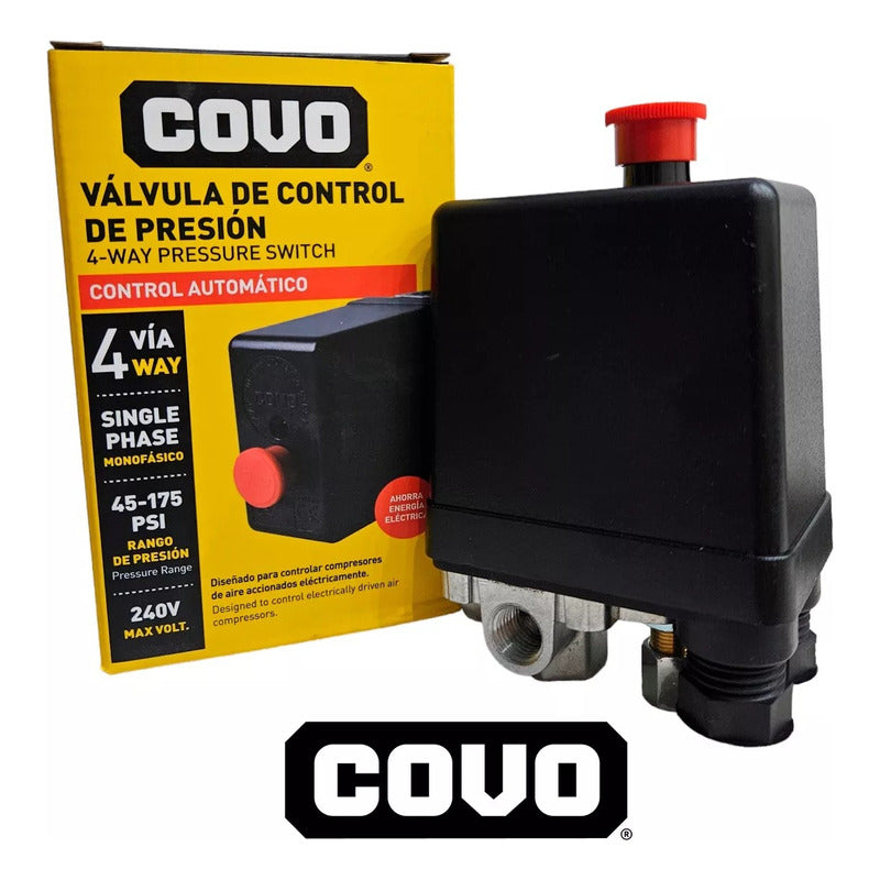 Presostato Monofásico Compresor 4 Vías 45-175psi 110-220v