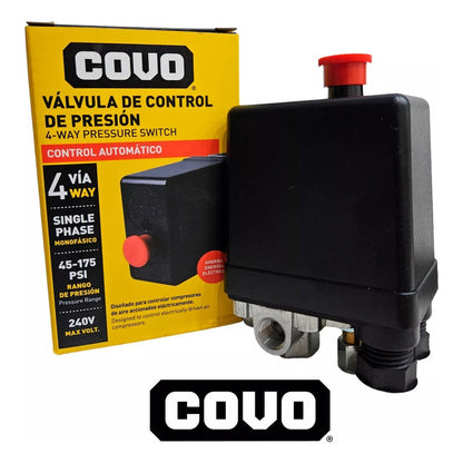 Presostato Monofásico Compresor 4 Vías 45-175psi 110-220v
