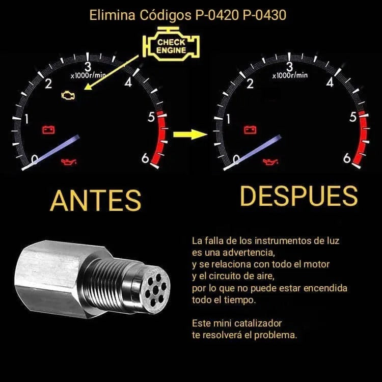 Mini catalizador sensor de oxigeno elimina luz check engine