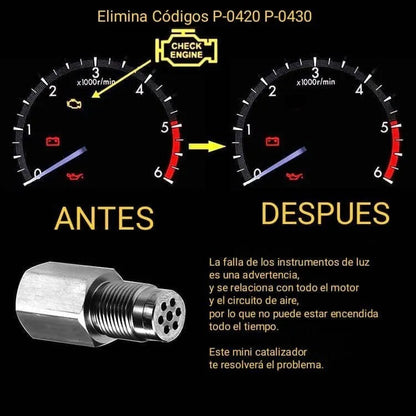 Mini catalizador sensor de oxigeno elimina luz check engine