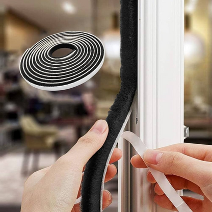 Burlete De Cepillo Adhesivo Negro Pvc 9mm X 5mm X 5m