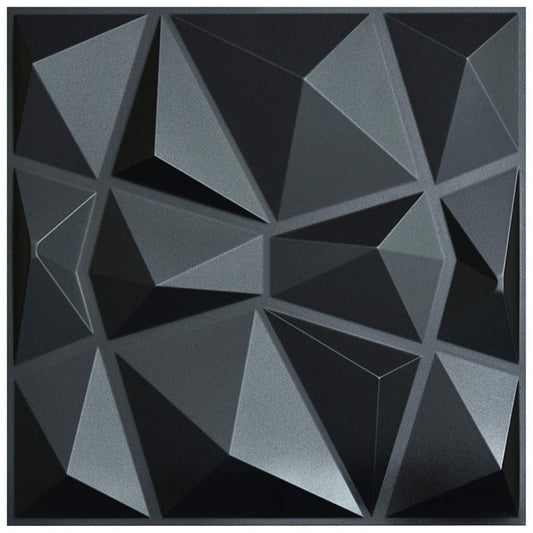 Wall Panel Lamina 3d Decorativo De Pvc Elegante Color Negro De 50x50cm