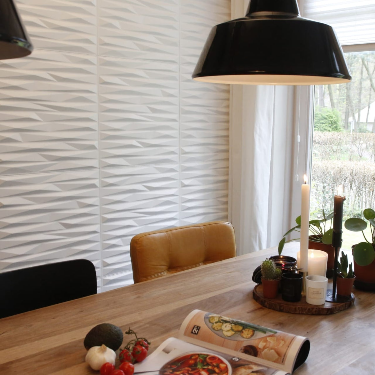 Wall Panel Lámina 3D Decorativo De PVC Elegante Color Blanco 50x50cm