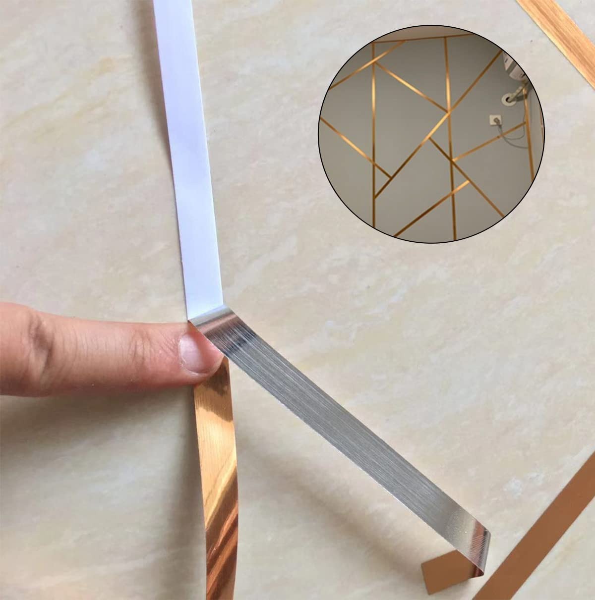 Cinta Decorativa Autoadhesiva 50mtrs Para Pared Dorada