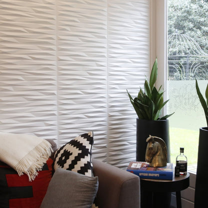 Wall Panel Lámina 3D Decorativo De PVC Elegante Color Blanco 50x50cm