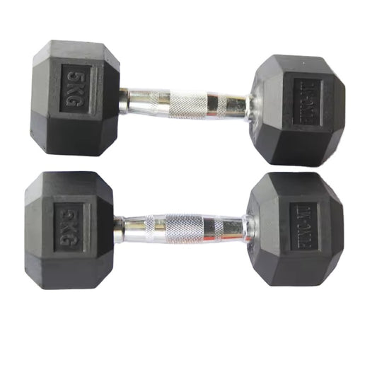 Mancuernas Hexagonales 5Kg Pesas El Par Gym Crossfit