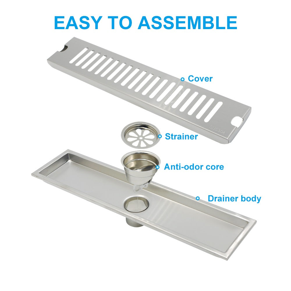 Rejilla Centro Piso Desagüe Rectangular 60x10 Cm
