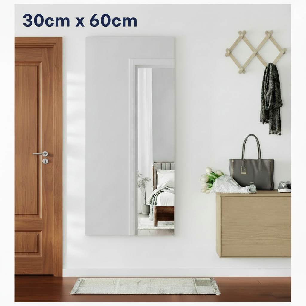 Espejo Autoadhesivo Flexible Acrilico Pared Baño 30cmx60cm