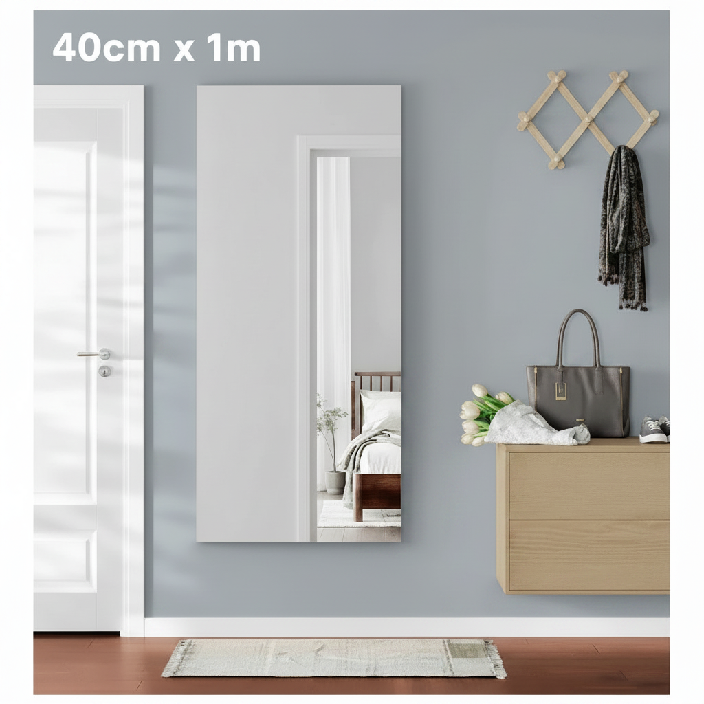 Espejo Autoadhesivo Flexible Acrilico Pared Baño 40cmx1m