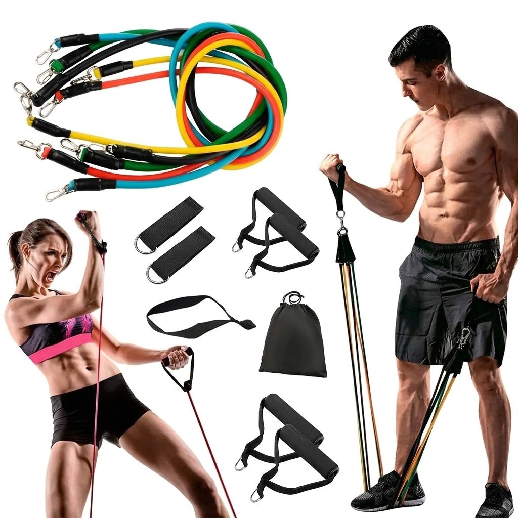 Set Ligas Tubulares De Resistencia Kit Ejercicios Gym