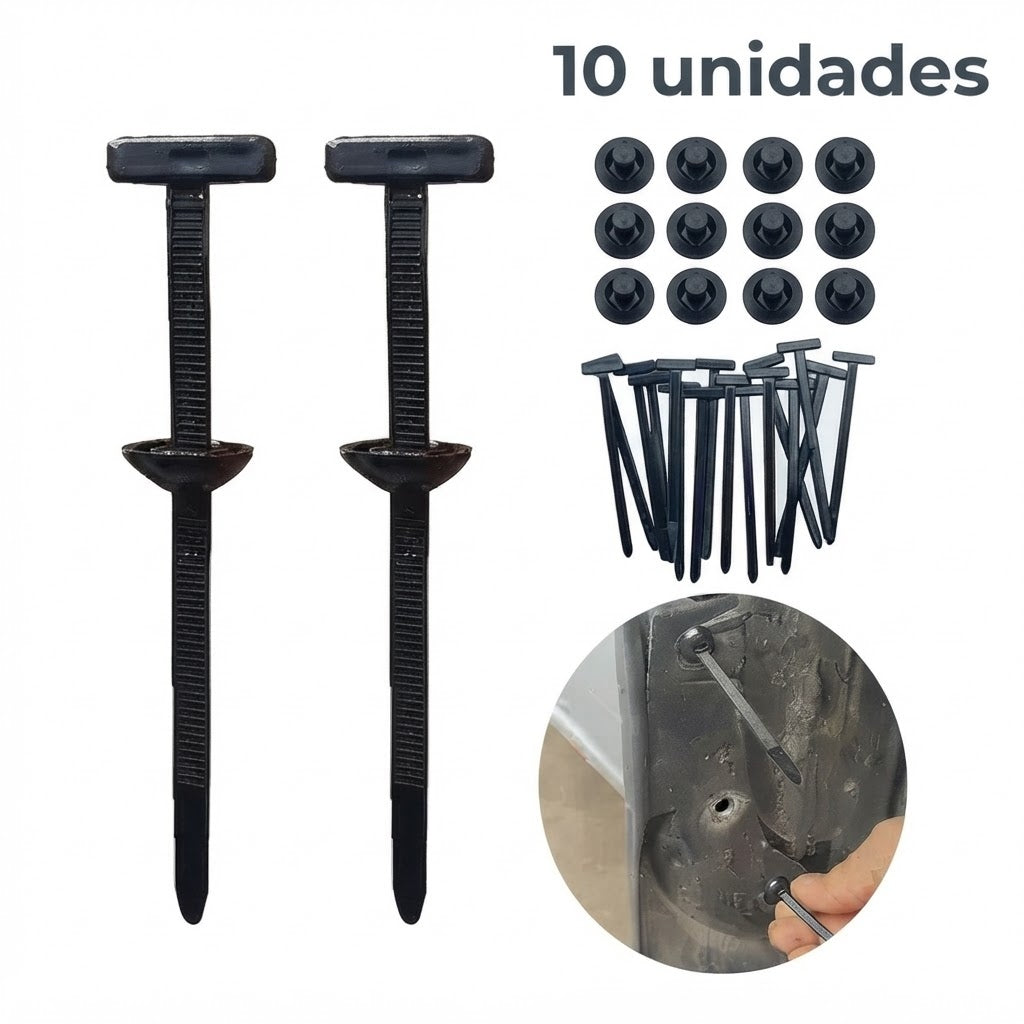 Kit de abrazaderas tipo T o tirraps plastico 10 pzs multiuso