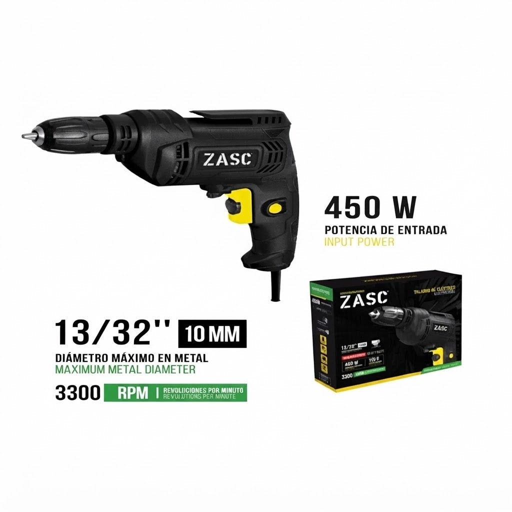 Taladro de impacto 450w 3/8" 3300 rpm