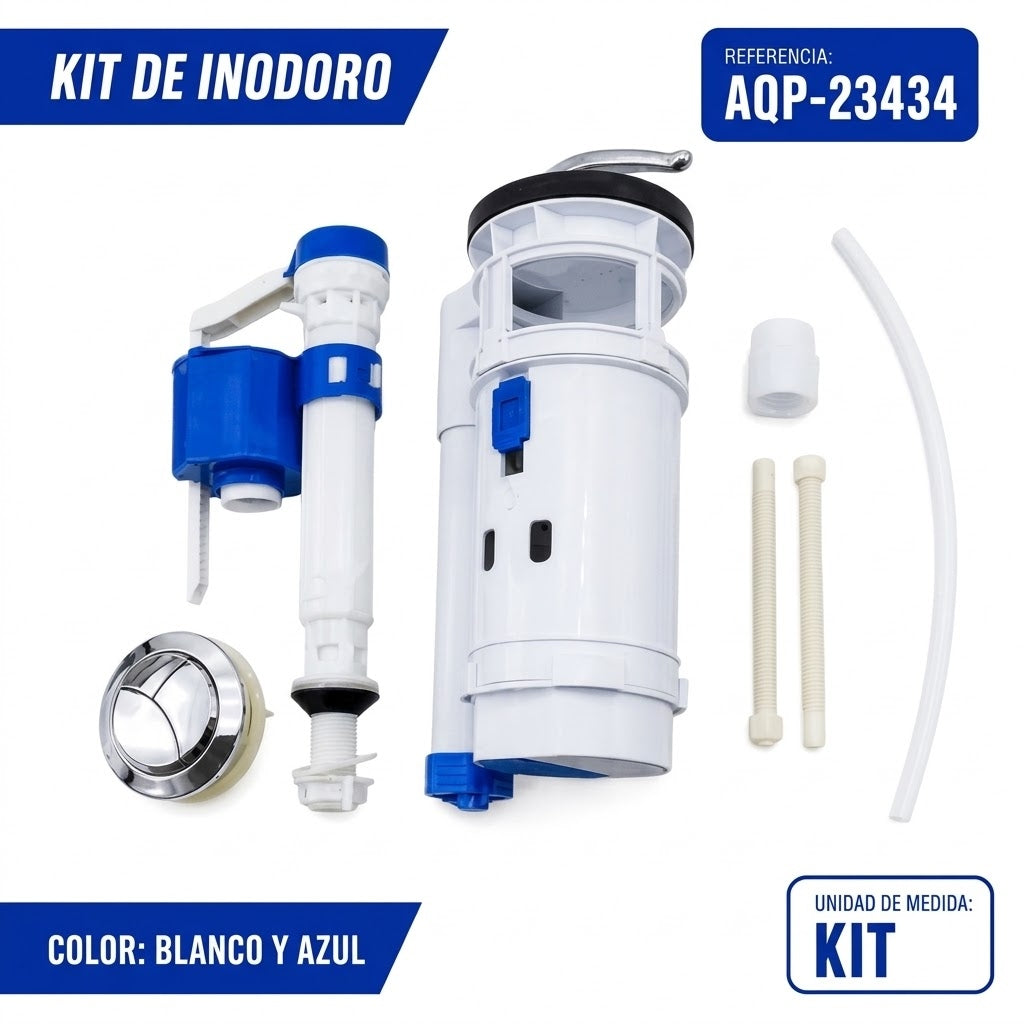 Herraje poceta tanque bajo doble descarga botón superior AQUA PLUS