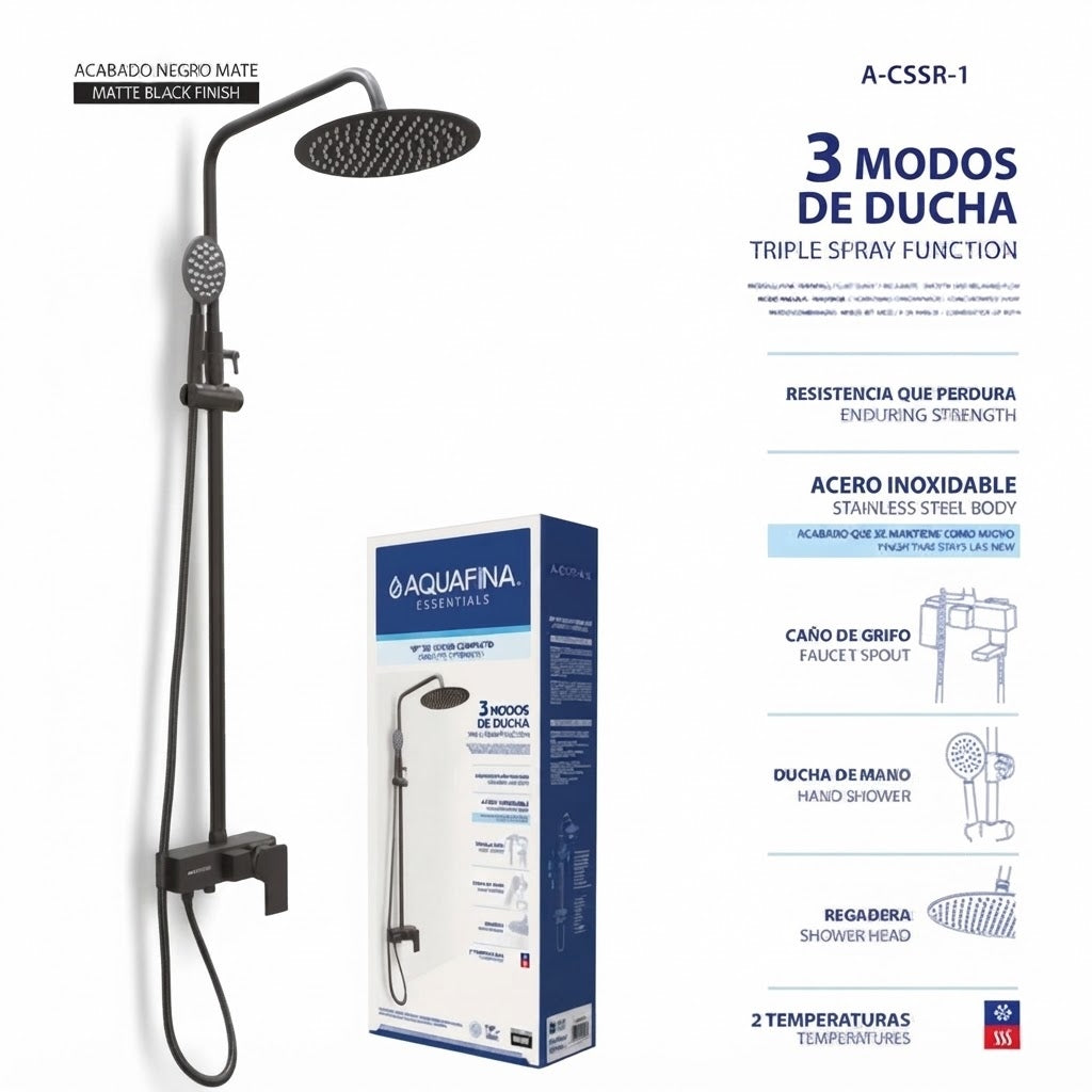 Set de ducha acero inoxidable tipo columna para baño de lujo