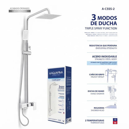 Set de ducha acero inoxidable tipo columna para baño de lujo