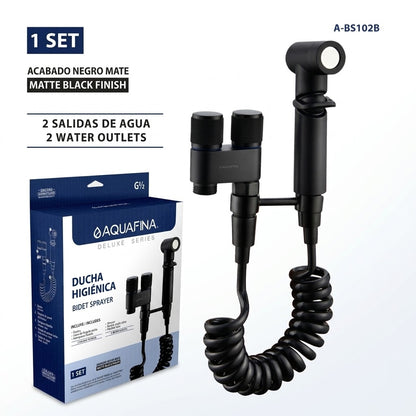 Kit de ducha telefono bidet llave arresto doble de lujo negro AQUAFINA