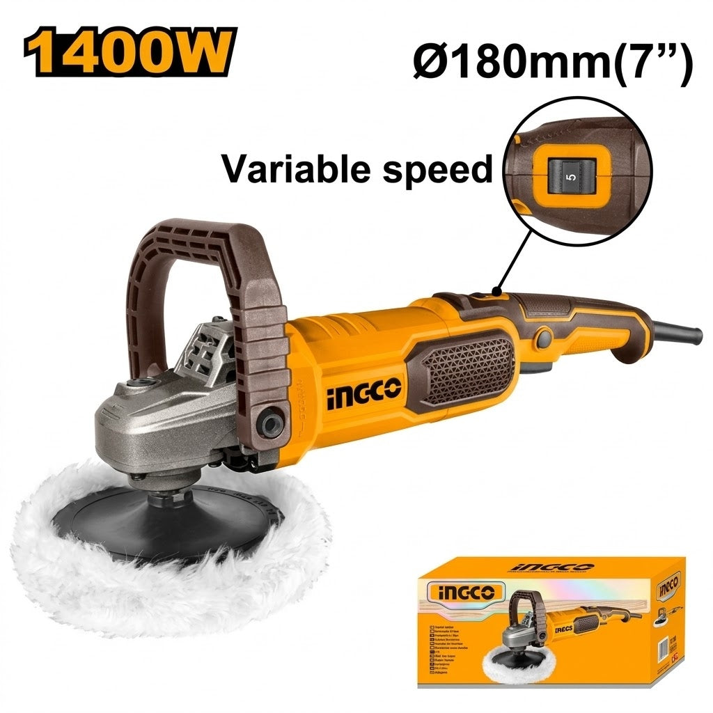 Pulidora angular automotriz Ingco 7 pulgadas 1400w regulable