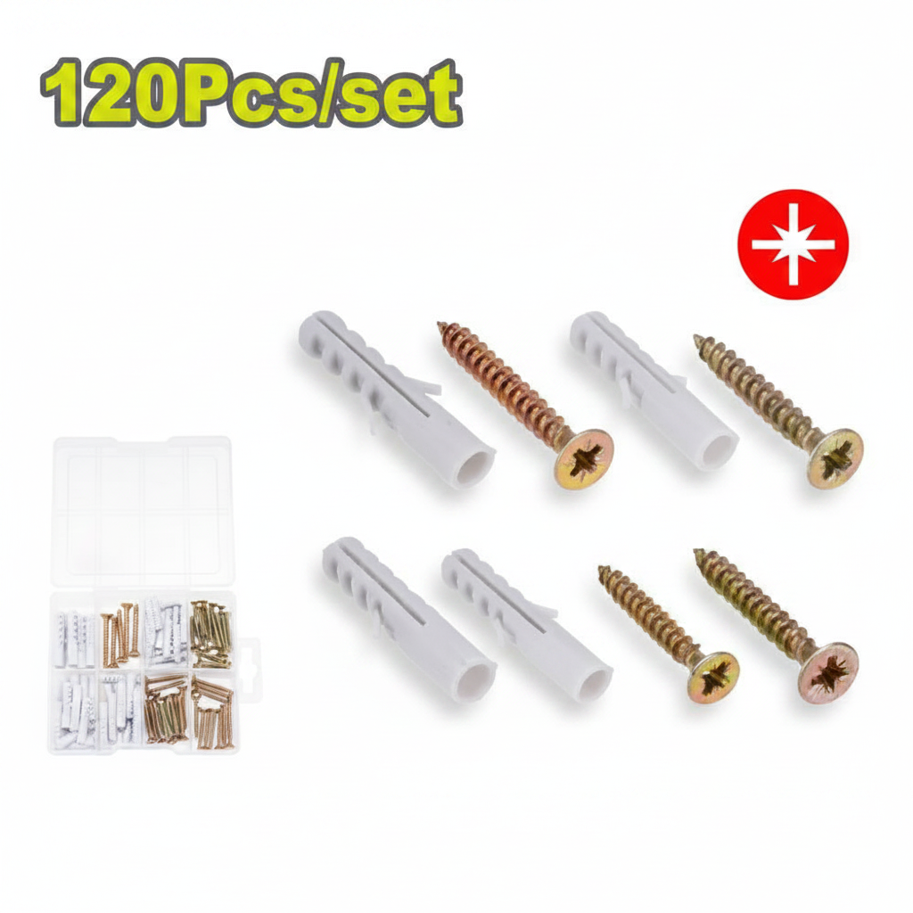 Juego Set Tornillos Y Ramplug 120 Pzs Dyllu